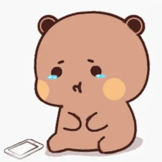 🍓 triste, llorando, molesto, dibujos animados, oso, teléfono whatsapp sticker