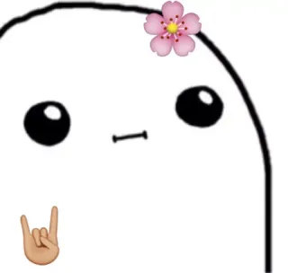 🤘 милый, жест рукой, цветок, мультфильм, эмодзи telegram sticker