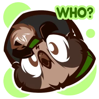 🤔 WHO? 부엉이, 만화, 누구, 질문, 귀여운, 동물 telegram sticker