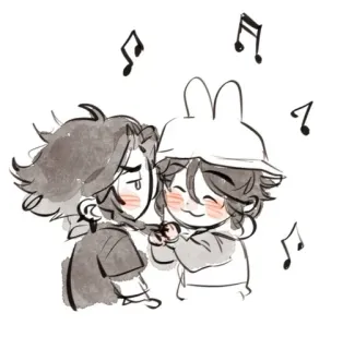 🌟 Musik, süß, Chibi, tanzen, Freunde, fröhlich telegram sticker