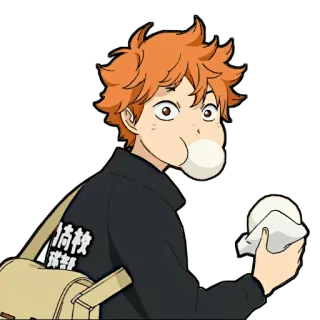 😋 Hinata Shoyo Haikyuu Аниме, Мультфильм, Haikyuu, Хината Шоё, Жвачка, Счастливый telegram sticker