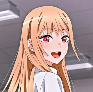 〽️ Marin Kitagawa My Dress-Up Darling Anime, Fille, Marin Kitagawa, My Dress-Up Darling, Sourire, Dessin animé whatsapp sticker