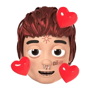 🥰 OUTSIDE face, hearts, cartoon, sticker telegram sticker