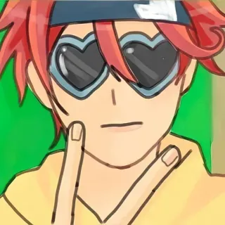 ✌️ Anime, Personagem, Óculos, Retrato, Sinal de paz, Legal telegram sticker