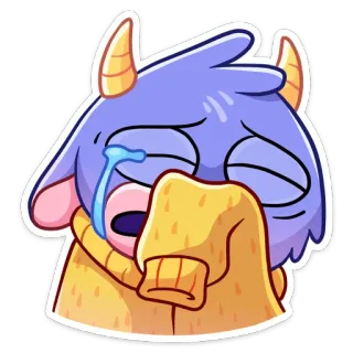 😥 llorando, monstruo, triste, dibujos animados, lágrimas, morado, lindo, emocional telegram sticker