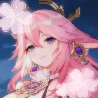 🌸 Yae Miko Genshin Impact Anime, Genshin Impact, Yae Miko, Trò chơi điện tử, Nhân vật, Sakura, Tóc hồng telegram sticker