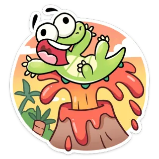 🤪 dinosaur, volcano, cartoon, cute, happy, lava whatsapp sticker