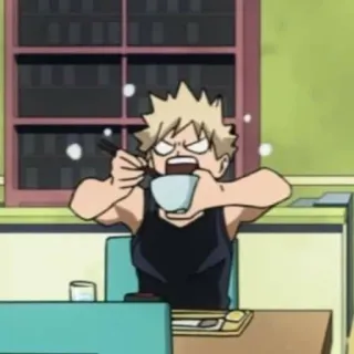 🥠 Bakugo My Hero Academia anime, bakugo, my hero academia, eating, angry, meal telegram sticker