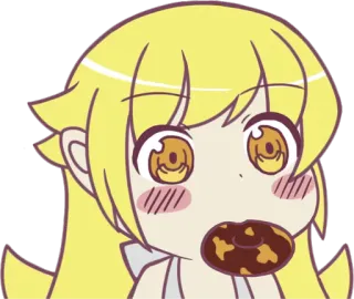 🙂 Shinobu Oshino Monogatari anime, donut, cartoon, character, kawaii, shinobu oshino, monogatari telegram sticker