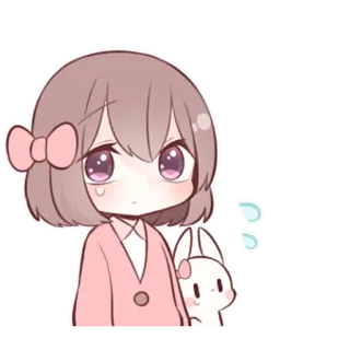 😢 kawaii, cute, girl, anime, manga, bunny, chibi telegram sticker