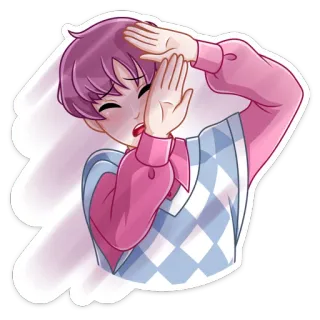 😵 anime, llorando, triste, pelo morado, chico, dibujos animados telegram sticker