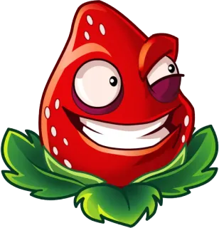 👺 fragola, cartone animato, frutta, sorridente, che fa l'occhiolino whatsapp sticker