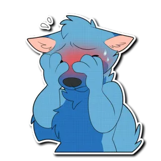 😖 serigala, binatang, berbulu, cemas, biru, kartun telegram sticker
