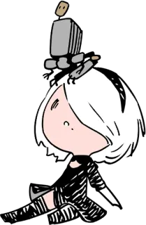 NieR:Automata 2B :: @line_stickers whatsapp stickers