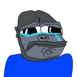 😢 chorando, triste, emoji, macaco, desenho animado telegram sticker