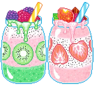 ✨ smoothie, drink, food, fruit, kiwi, strawberry, pixel art telegram sticker