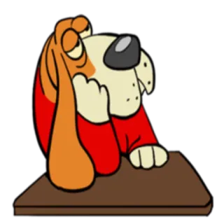 😒 chien, dessin animé, basset hound, animal, endormi, paresseux telegram sticker