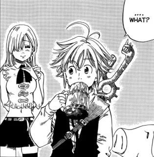 🤨 Meliodas Seven Deadly Sins .... WHAT? anime, meliodas, seven deadly sins, elizabeth, hawk telegram sticker