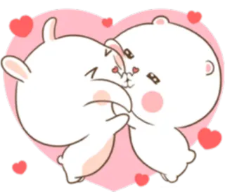 😘 Liebe, Kuss, Hase, Bär, süß, Herz, Cartoon, Romantik telegram sticker