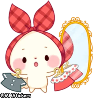 🤔 @MHStickers Dibujos animados, Kawaii, Lindo, Vestido, Moda, Espejo whatsapp sticker