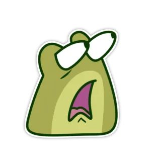 😦 frog, cartoon, surprised, shocked, funny, meme telegram sticker