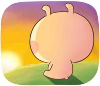 🐽 Kreskówka, Zwierzę, Wschód słońca, Uroczy, Postać telegram sticker
