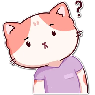 ❔ mèo, câu hỏi, dễ thương, nhãn dán, bối rối, hình minh họa, thú cưng whatsapp sticker
