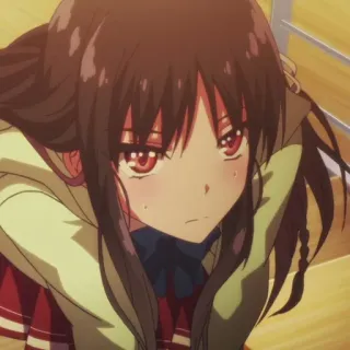 😑 anime, girl, school uniform, cute, red eyes, brunette telegram sticker