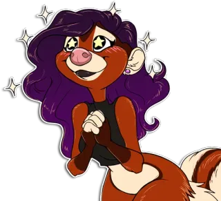😍 Furry, Antropomórfico, Animal, Desenho animado, Ilustração, Brilho, Fofo whatsapp sticker
