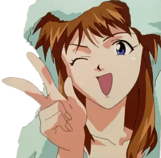 ✌ Anime, Gadis, Tanda perdamaian, Berkedip, Lucu telegram sticker