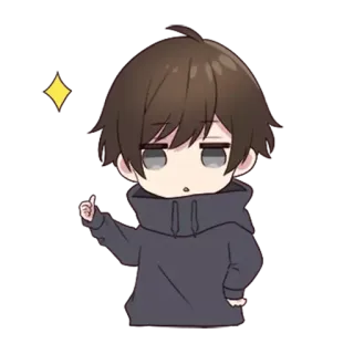 👍 anime, boy, hoodie, cute, character, cartoon telegram sticker
