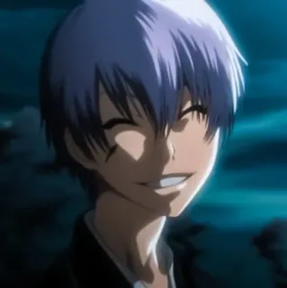 💙 Gin Ichimaru Bleach anime, manga, sorridente, sorriso, personaggio telegram sticker
