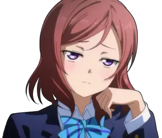 ☹️ Maki Nishikino Love Live! Anime, Garota, Uniforme escolar, Entediada, Mangá telegram sticker
