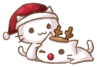 😗 kucing, natal, liburan, binatang, imut, rusa kutub, topi santa telegram sticker