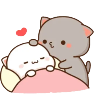 🛌 cat, cute, kawaii, peach, sleep, couple whatsapp sticker
