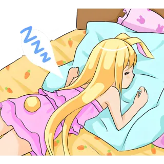 😴 zzz dormire, anime, cartoni animati, letto, coniglio, personaggio dei cartoni animati, zzz telegram sticker