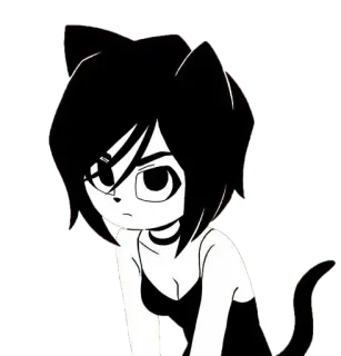 😤 Katzenmädchen, Anime, Manga, Schwarzweiß, Cartoon telegram sticker