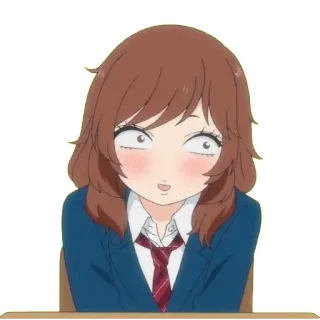 😳 Anime, Chica, Uniforme escolar, Sorprendida, Dibujo animado, Estudiante telegram sticker