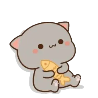 ☺ kucing, kartun, imut, ikan, hewan telegram sticker