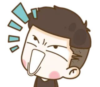 🗣 Dessin animé, Personnage, Garçon, En colère, Fâché, Expression telegram sticker