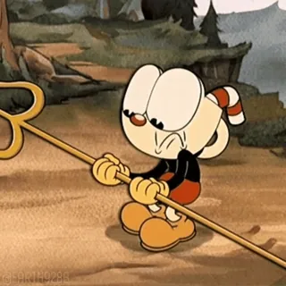 😈 Mugman Cuphead Cuphead, Mugman, Jeu vidéo, Dessin animé, Animation, Style vintage whatsapp sticker
