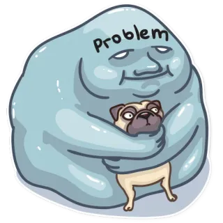☹️ PROBLEM sticker, blob, pug, cachorro, engraçado, desenho animado, problema telegram sticker