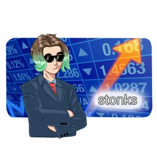 😎 stonks 밈, 금융, 주식, 비즈니스, 투자 whatsapp sticker