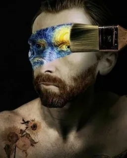 👂 Vincent van Gogh van Gogh, Maler, Kunst, Porträt, Sonnenblumen, Sternennacht telegram sticker