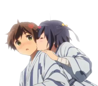 😘 anime, kiss, romance, couple, cartoon telegram sticker