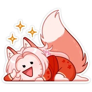 😊 fox, anime, sticker, cute, kawaii, animal, cartoon whatsapp sticker