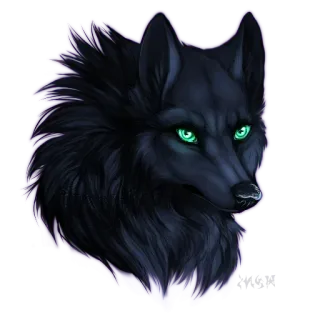 🐺 волк, животное, псовые, черный волк, фэнтези, светящиеся глаза telegram sticker