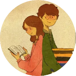 ☹️ lecture, couple, amour, livres, amitié whatsapp sticker