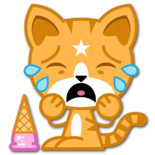 🍦 Katze, weinen, Eis, traurig, Cartoon whatsapp sticker