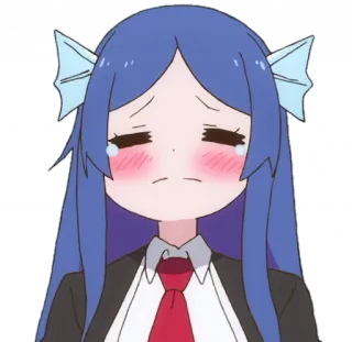 😢 anime, crying, sad, blue hair, cartoon, girl telegram sticker